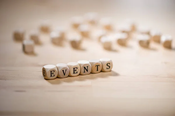 Events word on blocks. Events concept. — Stock Photo, Image