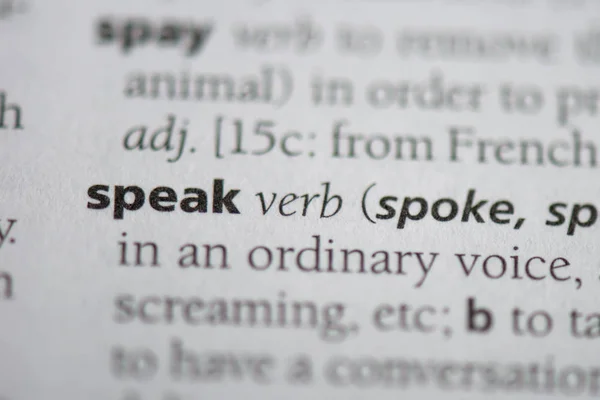 Hablar palabra en un diccionario. hablar concepto — Foto de Stock