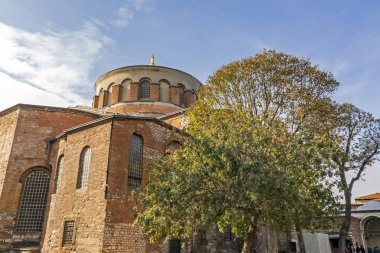 İstanbul, 23 Kasım 2019.istanbul, Asya ve Avrupa kıtaları arasında rüya şehri. Manzara ve şehir manzarası İstanbul 'dan aya irini kilisesi ile.