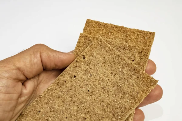 Close Klaar Crackers Eten Met Rogge — Stockfoto