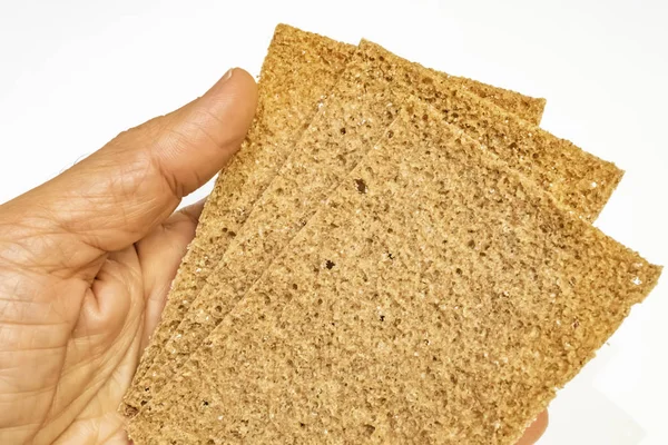 Close Klaar Crackers Eten Met Rogge — Stockfoto