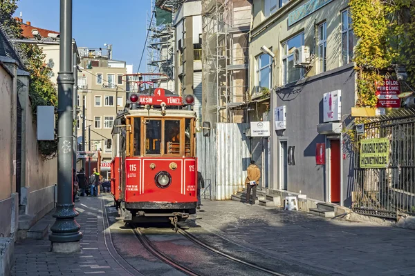 Taksim Istanbul Turkey December 2019 Istanbul Nostalgic Tramways Two Heritage — стоковое фото