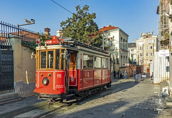 Taksim Istanbul Turkey December 2019 Istanbul Nostalgic Tramways Two Heritage — стоковое фото