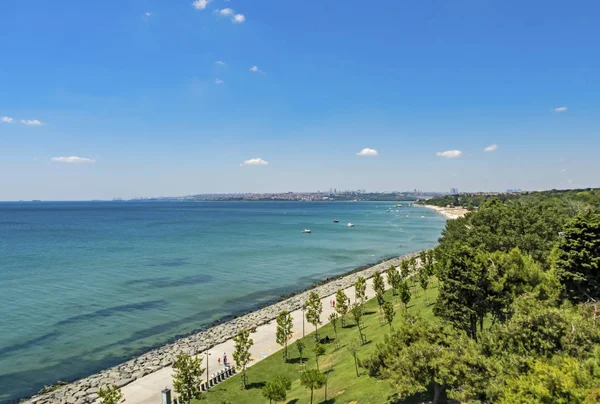 Florya Istanbul Peru Agosto 2019 Marmara Paisagem Mar Costa Distrito — Fotografia de Stock