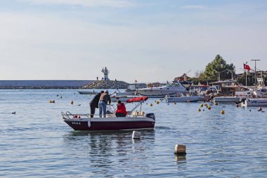 Silivri, İstanbul, 14 Aralık 2019. Silivri, İstanbul 'un merkezine 67 km uzaklıkta Avrupa yakasında bir sahil beldesi. Silivri 'den peyzaj ve deniz manzarası 
