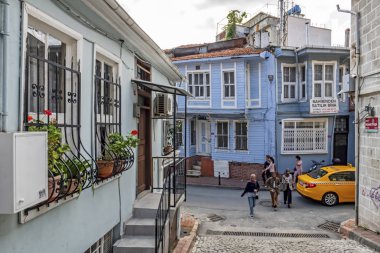 istabul, hindi-ağustos 18.2019.rüya şehir Avrupa ile Asya kıtası arasında, İstanbul. Kadirga ilçesinde eski ve tarihi binaları olan İstanbul 'dan şehir manzarası.