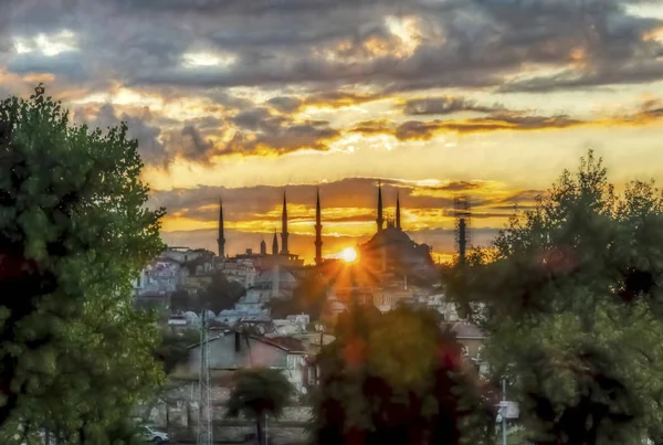 Istanbul Peru Agosto 2019Mesquita Sultanahmet Nascer Sol Com Céu Matutino — Fotografia de Stock