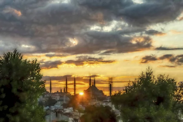 Stambuł Indyk Sierpień 2019Meczet Sułtanahmet Wschód Słońca Porannym Niebem Stambule — Zdjęcie stockowe