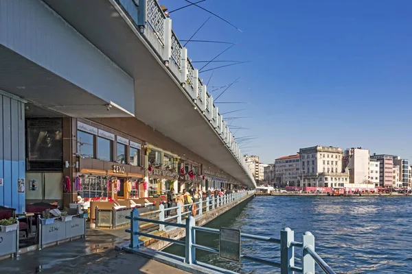 Stanbul Şubat 2020 Galata Köprüsü Nün Turist Restoranlarının Şehir Köprü — Stok fotoğraf