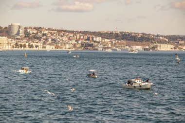 İstanbul, 23 Şubat 2020. Avrupa ile Asya arasında tarihi binalar ve İstanbul Boğazı arasında rüya şehri