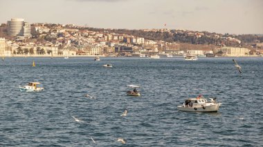 İstanbul, 23 Şubat 2020. Avrupa ile Asya arasında tarihi binalar ve İstanbul Boğazı arasında rüya şehri