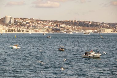 İstanbul, 23 Şubat 2020. Avrupa ile Asya arasında tarihi binalar ve İstanbul Boğazı arasında rüya şehri