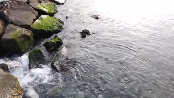 Deniz Kenarındaki Kayalıklar Kıyı Dalgaları — Stok video