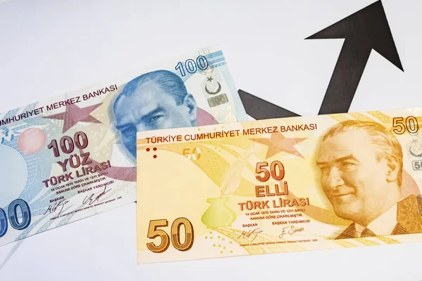 Cerrar Los Billetes Lira Turca Contexto Financiero —  Fotos de Stock