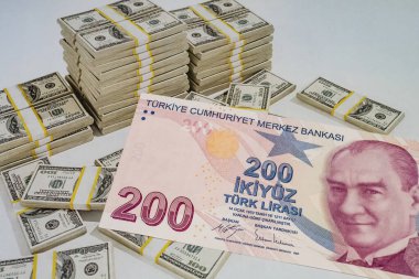 Arka planda Türk lira banknotlarını kapat.