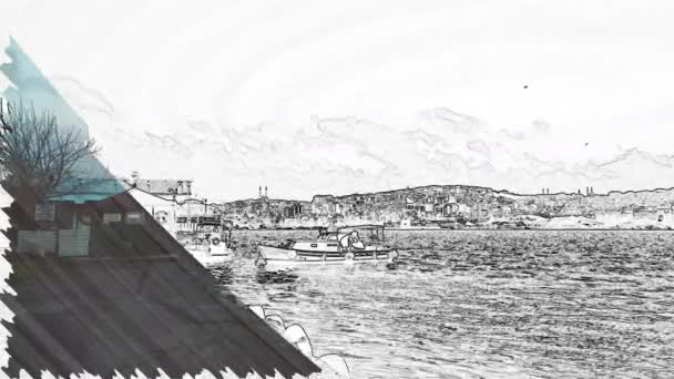 金角湾 也以其现代土耳其名字而闻名 它是土耳其伊斯坦布尔的一个主要城市水道 也是博斯普鲁斯海峡的主要入口 — 图库视频影像