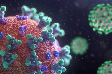 Kırmızı toplu SARS-CoV-2 veya 2019-ncov Coronavirus kavramı 