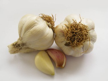 Tek ve birden çok sarımsak makro stok fotoğraf