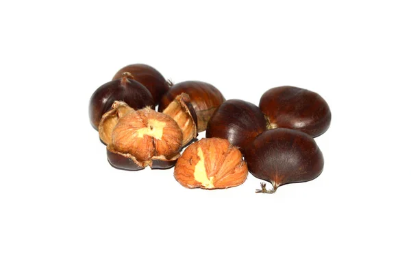 Castagne immagini, castagne sgusciate — Foto Stock