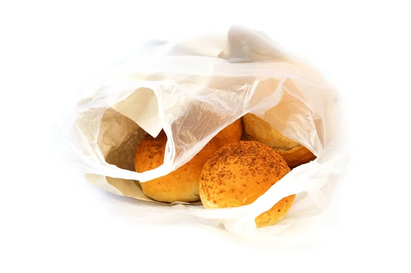 Török kenyér, kicsi kenyeret, szezámmagos kenyér, egy zsák kenyeret képek — Stock Fotó