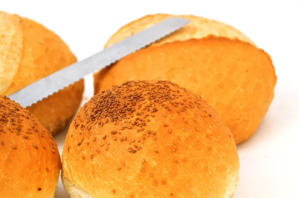 Турецька хліб, ніж і різання зображення Ради — стокове фото