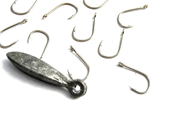 Fiske nål, fiskekrok för fiske, fiskeredskap, krok fisherman nålar, — Stockfoto