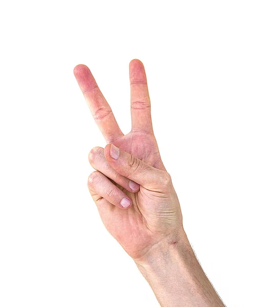 Various signs made by hand, sign of victory, sign of victory by hand, images of hand making victory sign. — Stock Photo, Image