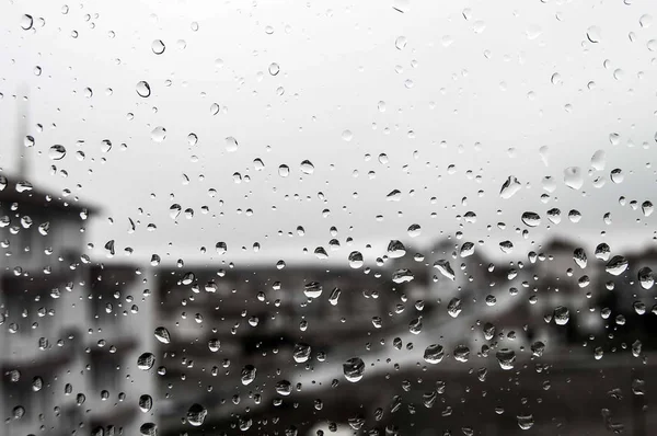 Die Regentropfen Die Auf Das Glas Fallen Sind Sehr Schön — Stockfoto