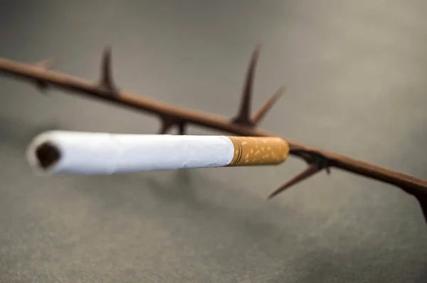 荆棘和香烟 吸烟使人死亡 — 图库照片