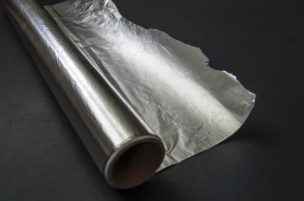 Feuille Aluminium Utilisée Pour Cuisiner Dans Cuisine Trouve Sur Sol — Photo