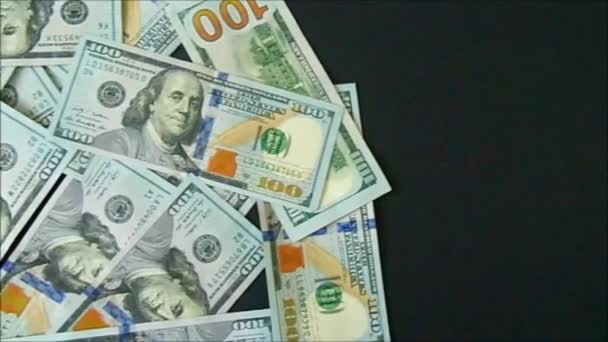100 100 Dollár Usd Sok Állandó Fekete Háttér Usd Dollars — Stock videók