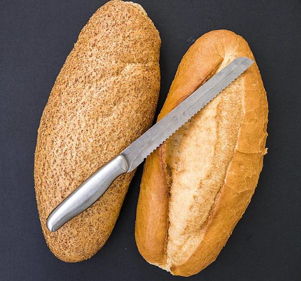 Vollkornbrot Und Vollkornbrot Vollkornbrot Kleine Dorfbrote — Stockfoto