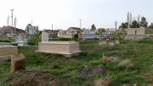 Muslimsk Begravningsplats Muslimska Gravstenar — Stockvideo