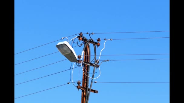 Poste Eléctrico Lámpara Calle — Vídeos de Stock