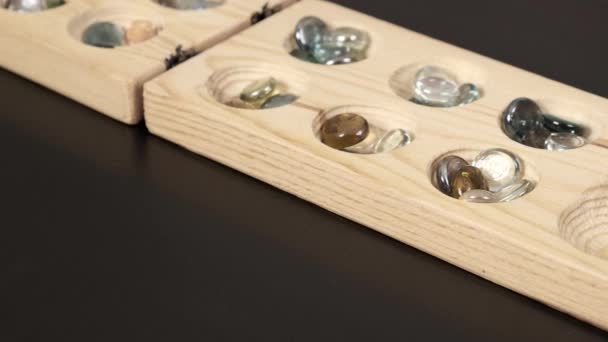 Wooden Mangala Game Mangala Game Board Glass Marbles — 비디오