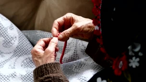 Old Woman Hand Rosary Old Woman Worship — 비디오