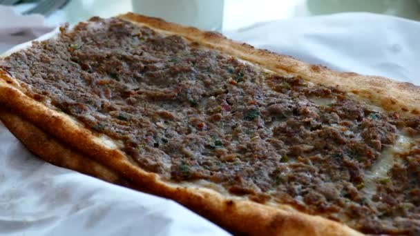 Meat Bread Turkey Specific Meat Bread Meat Pide — Stock Video