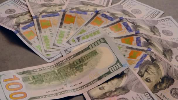 Большое Количество Банкнот 100 Usd Фоне — стоковое видео