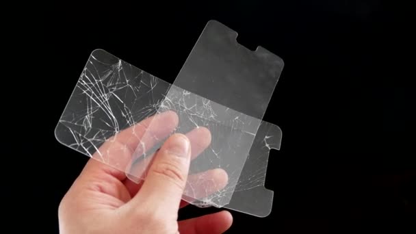 Mobiele Telefoon Glas Bescherming Beschermingsglas Schokabsorberend Glas — Stockvideo