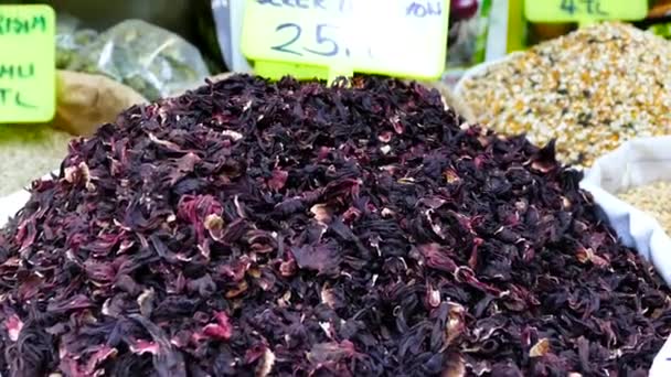 Hibiskus Granat Okra Kwiat Kwaśna Herbata — Wideo stockowe