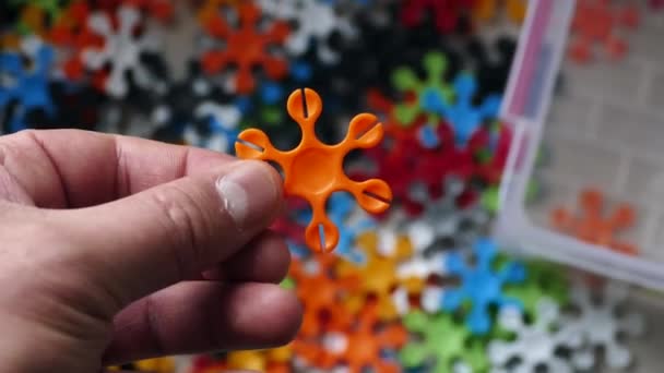 Pièces Puzzle Colorées Enfant Fait Des Travaux Forme Avec Tangram — Video