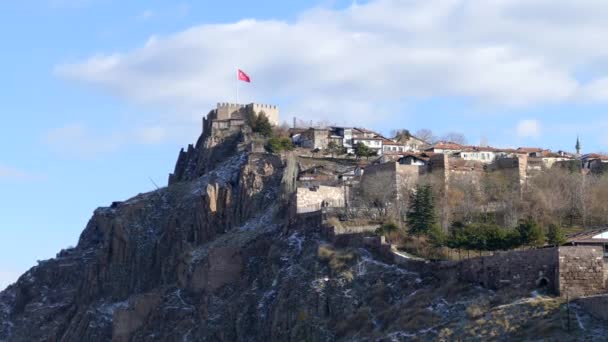 Parada Minibús Vista Desde Histórico Castillo Ankara — Vídeos de Stock