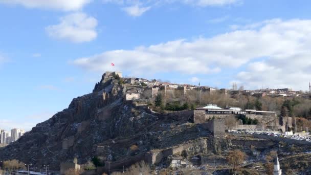 Parada Minibús Vista Desde Histórico Castillo Ankara — Vídeo de stock