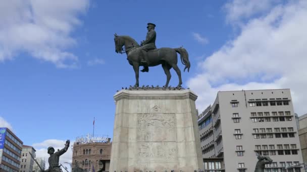 Estatua Monumento Ataturk Enero 2020 Ulus Ankara — Vídeo de stock