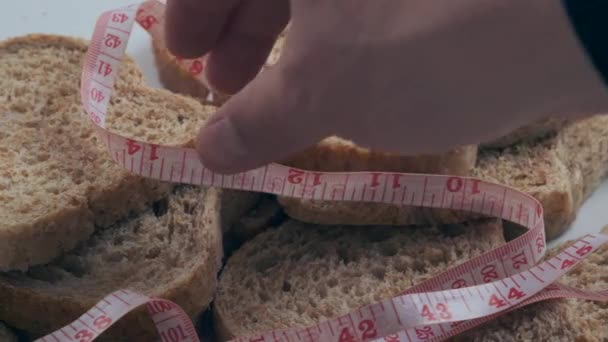 Celozrnný Chléb Dieta Otrubový Chléb Otrubový Chléb Hubnutí Otrubový Chléb — Stock video
