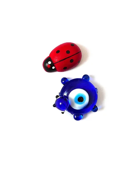 Ladybug Evil Eye Bead White Background Close Ladybug Evil Eye — Stock Photo, Image