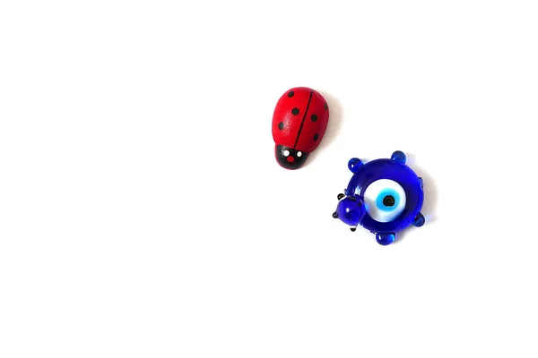 Ladybug Evil Eye Bead White Background Close Ladybug Evil Eye — Stock Photo, Image