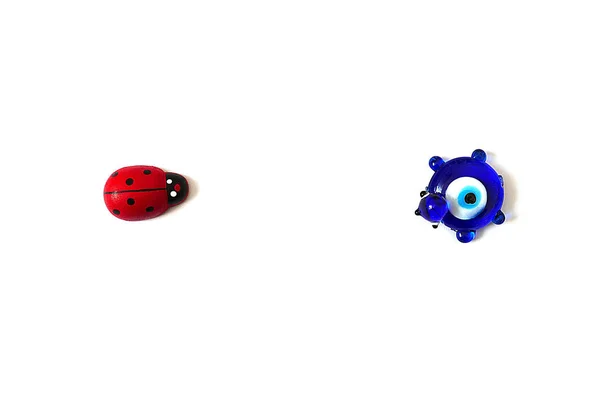 Ladybug Evil Eye Bead White Background Close Ladybug Evil Eye — Stock Photo, Image