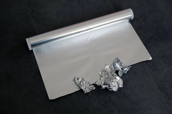 Folha Alumínio Folha Alumínio Forma Rolos Folha Alumínio Para Assar — Fotografia de Stock