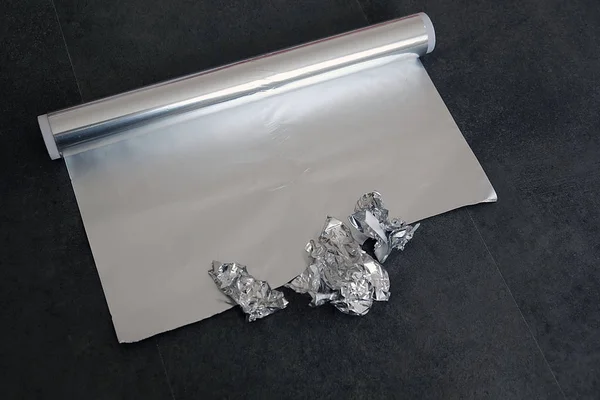 Folha Alumínio Folha Alumínio Forma Rolos Folha Alumínio Para Assar — Fotografia de Stock